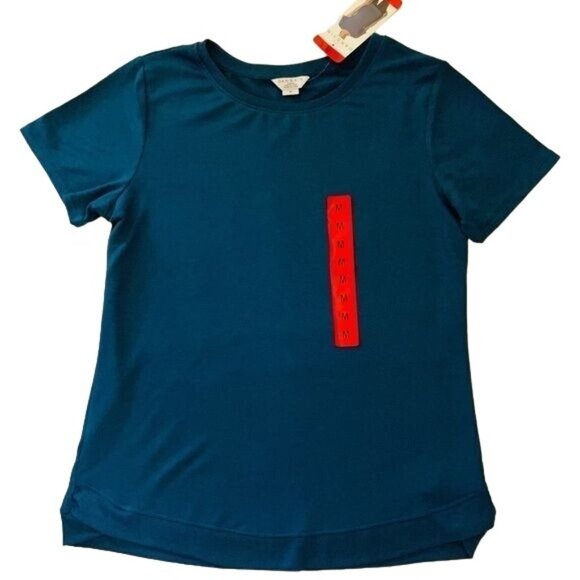 Danskin Tulip Hem Short Sleeved Tunic for Women Sz M in Deep Teal - Picture 4 of 11